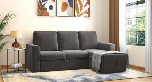 Premium Leather 3 Sectional 3 Seater Sofa cum Bed In Urban Grey ColorSeater Sofa