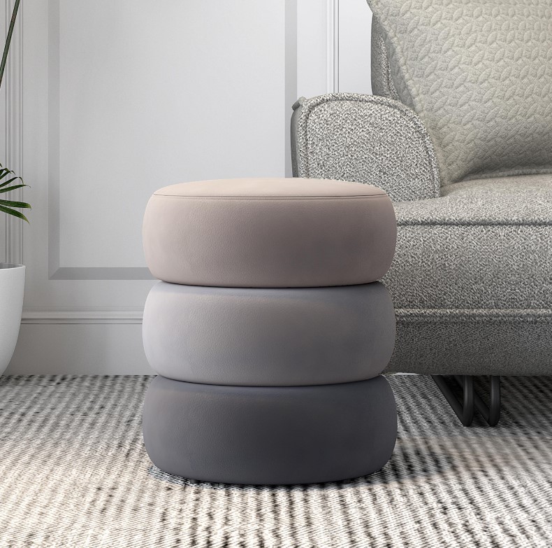 Velvet Tiered Pouffe in shades of Grey