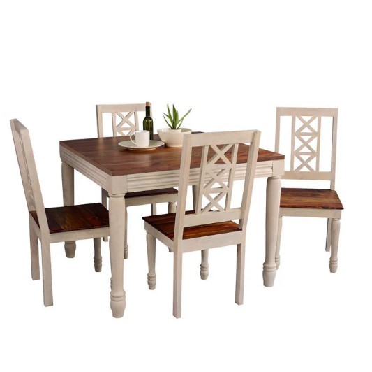 Dining Table Chair Set of 4 with Wooden Frame Base