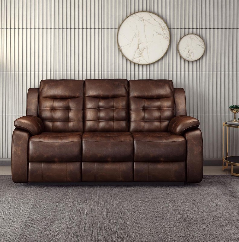 Leather 3 Seater Manual Reclining Sofa