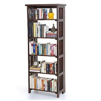 Solid Wood Bookshelf in Mahogany Finish