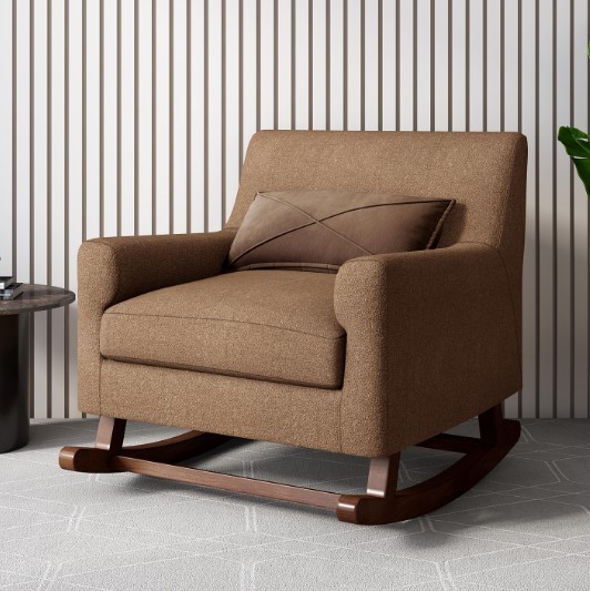 Boucle Rocking Chair in Almond Brown