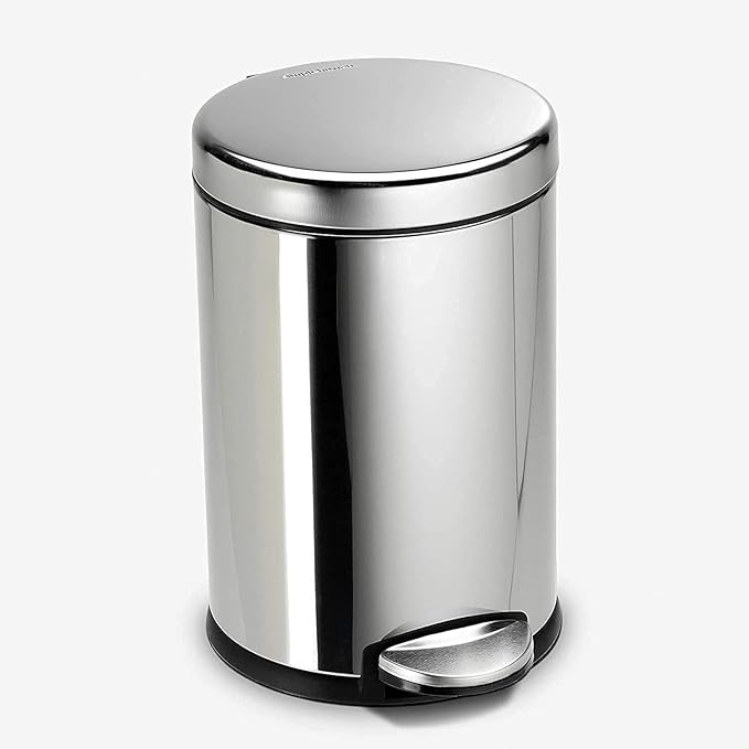 Stainless Steel Garbage Bin Trash Can, Round Shape Pedal Dustbin with Plastic Bucket For Home, Bathroom, Kitchen, Room, Office, dustbin for bedroom, hotel room