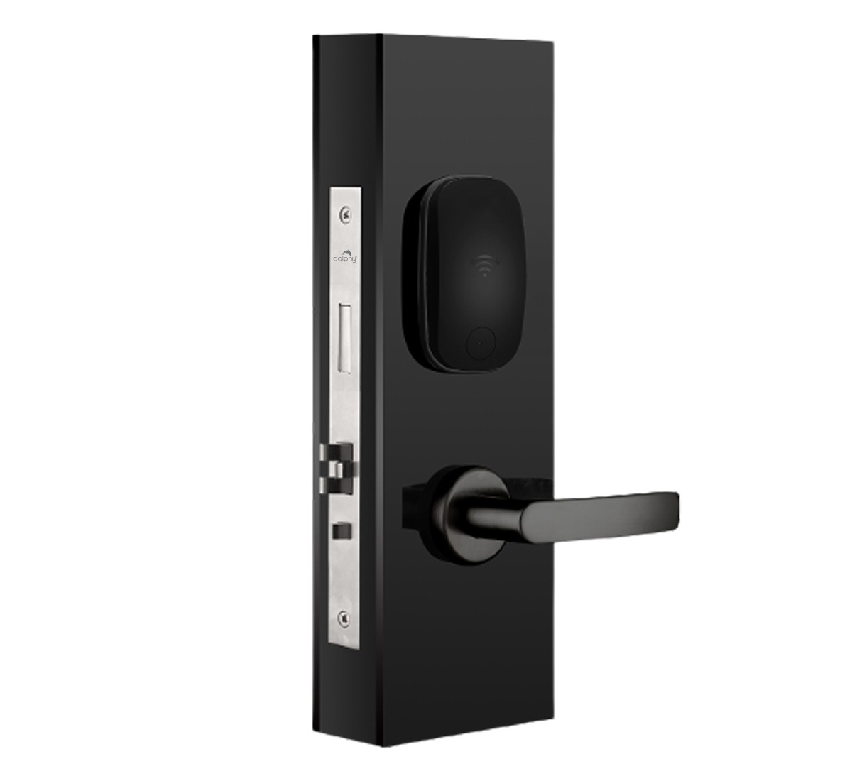 Matt black RFID door lock with black handle