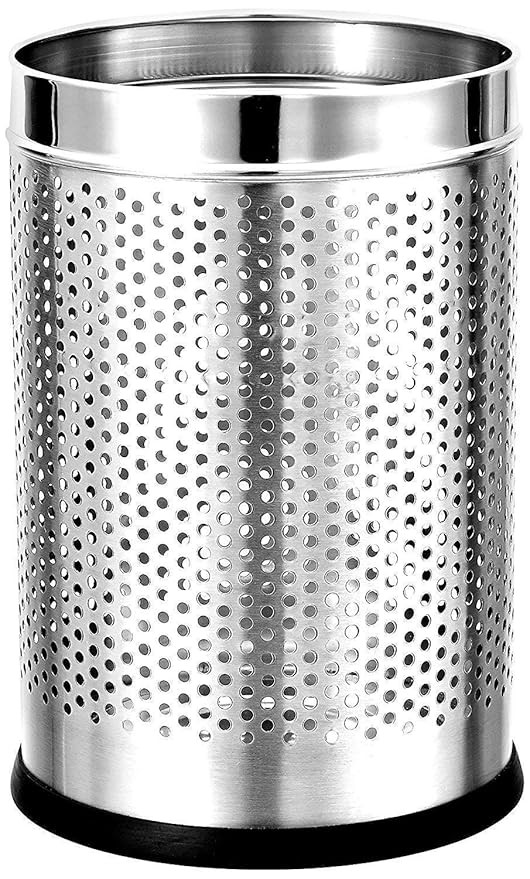 stainless steel Open-Top Zero to Infinity Perforated Round Dustbin for Dry Waste (Silver, 8 X12 inches)