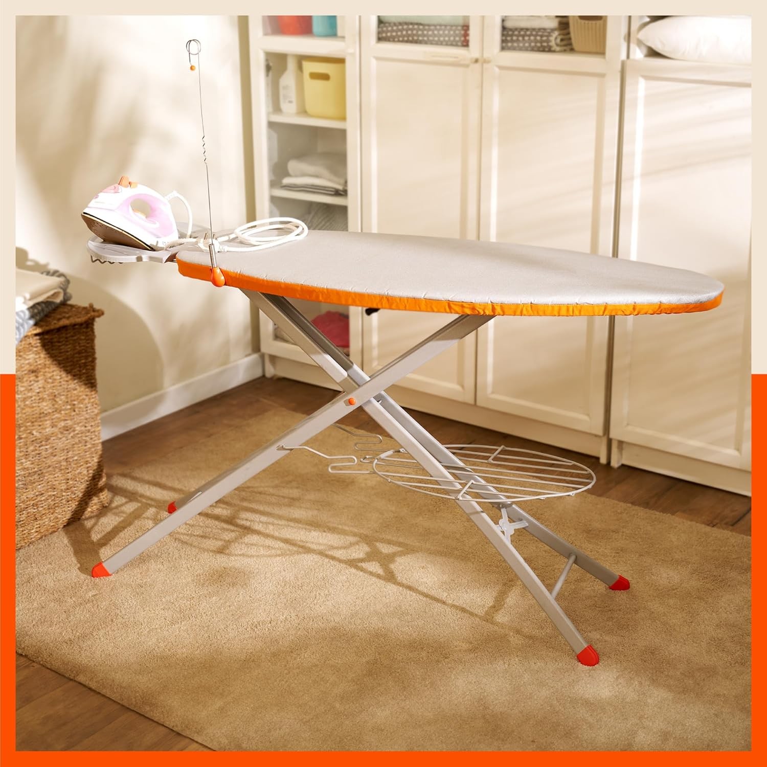 X-Pres Ace Pro XL Premium Ironing Board/Stand | 2 Year Warranty | Foldable & Height Adjustable | with Hanger Slot & Cloth Tray (Silver & Grey)